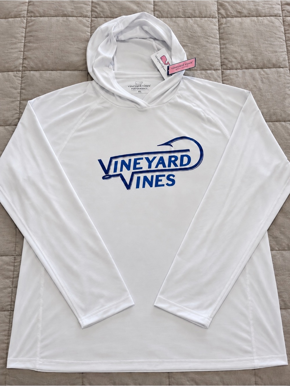 NWT Vineyard Vines Men’s Fish Hook Performance Fishing Hoodie – White Cap XL